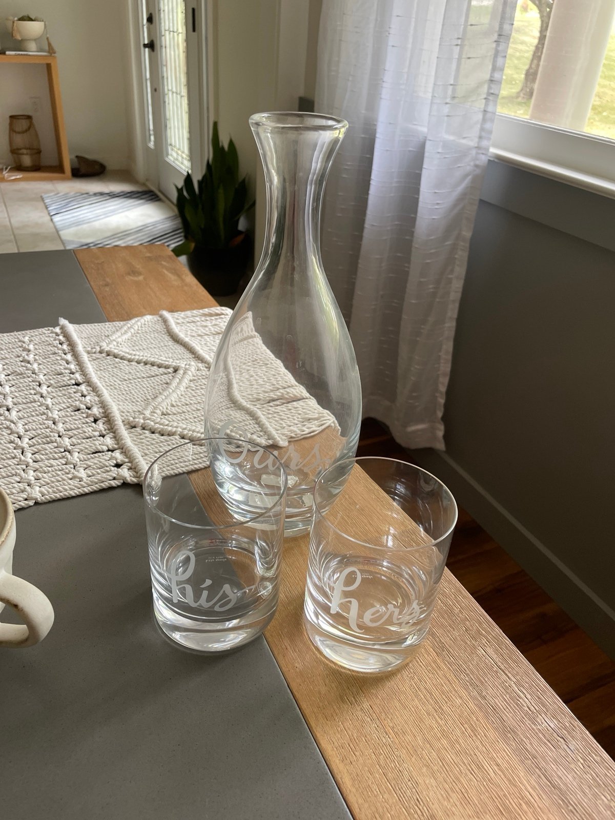 Kate Spade two of a kind decanter & glasses