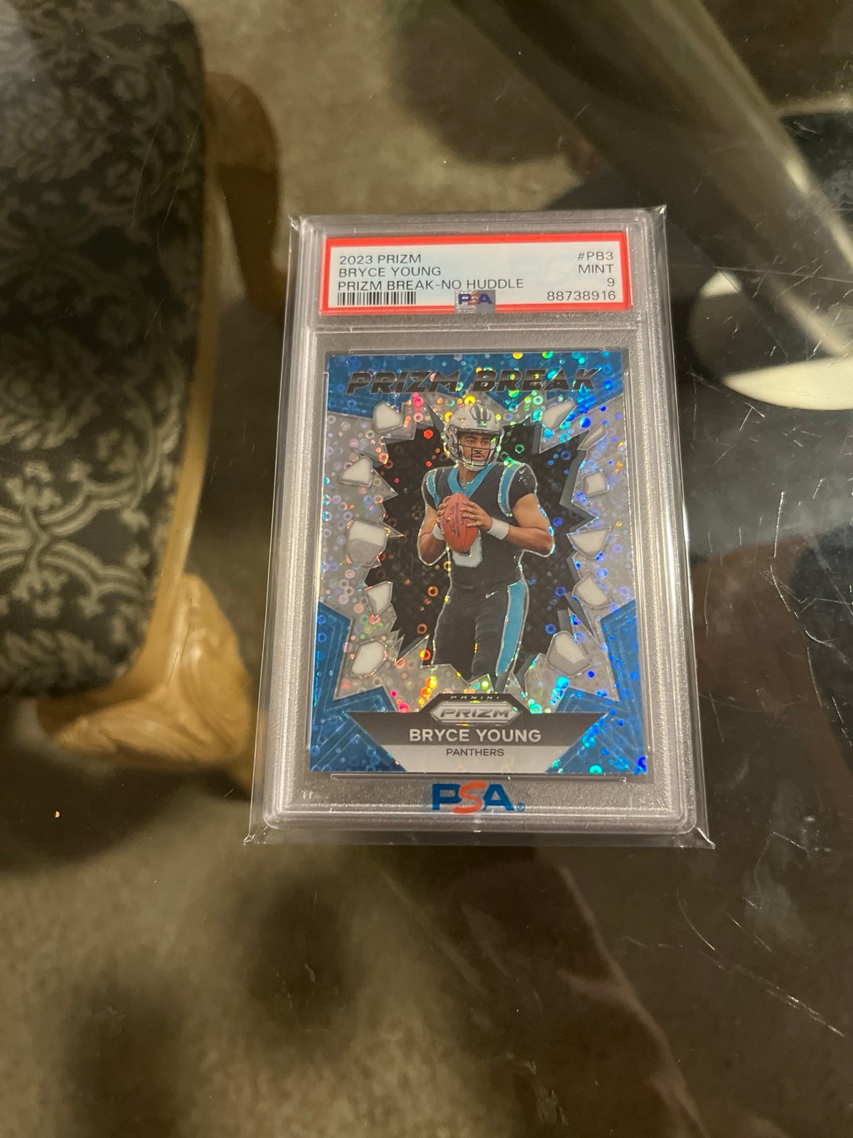 Bryce Young RC 2023 Panini Prizm No Huddle Prizm Break PSA 9