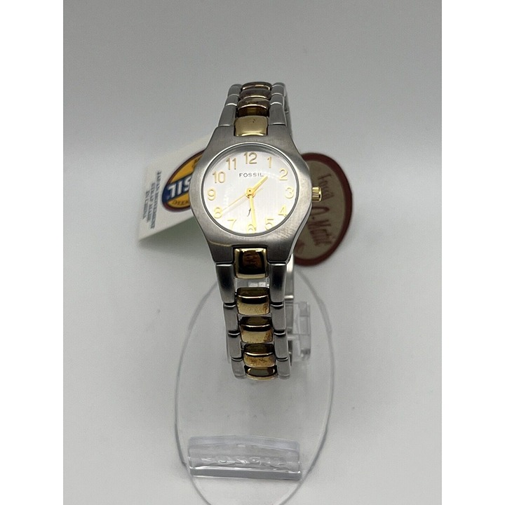 Fossil Watch Women Silver Gold Two Tone Stainless New Battery 6.5