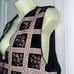 Vtg 90s Van Heusen black velvet vest with brocade ribbon & floral embroidery