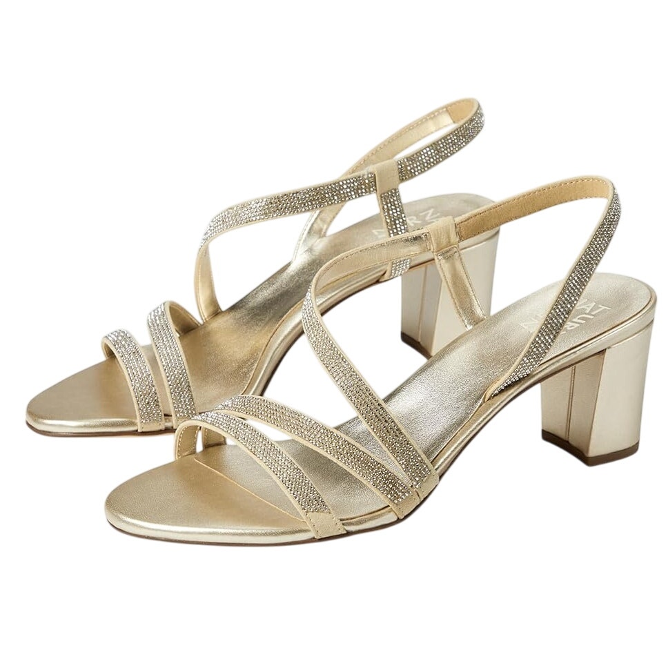 Naturalizer Womens Vanessa2 Heel US 8 M Gold Champagne Leather Rhinestone NIB