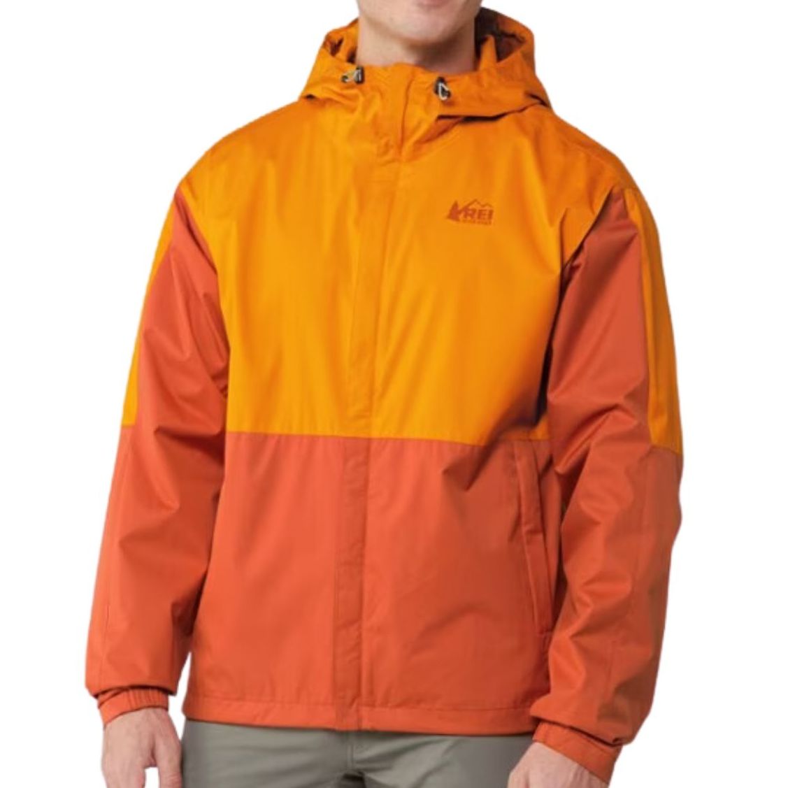 NWT REI Co-op Trailmade Hike Orange Rain Waterproof Jacket Pull-Over Hood S
