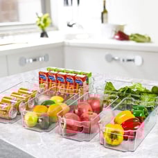 8Pcs Clear Plastic Refrigerator Bins