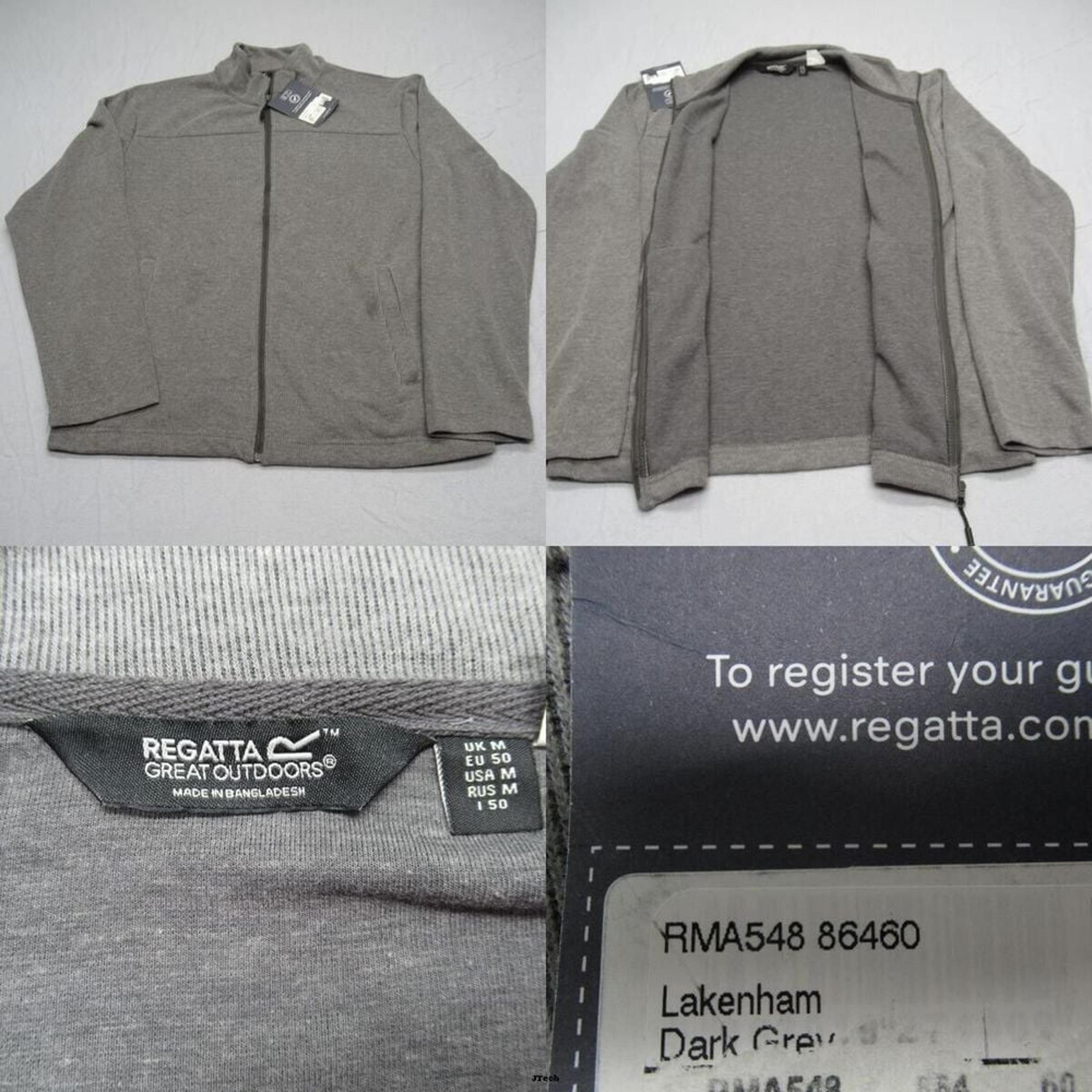 Regatta Outdoor Jacket Men Medium Dark Gray Pockets Lakenham Full Zip Fleece NEW