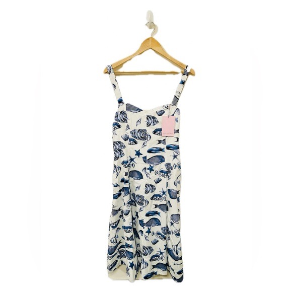Avec Les Filles Dress NWT Preppy Blue Fit and Flare Nautical Midi Dress Spring
