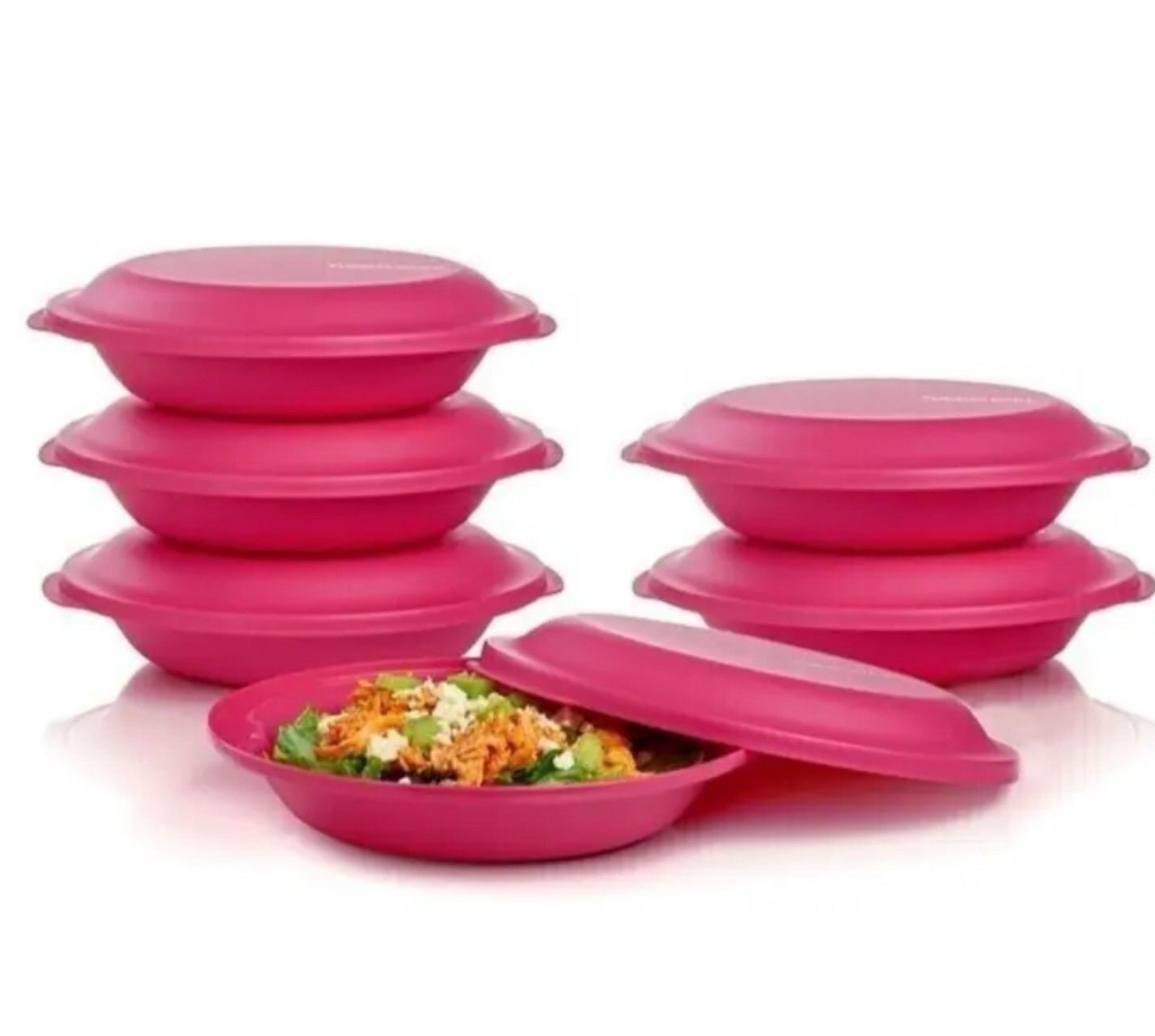 TUPPERWARE New Set of 6 ALOHA HOME 9 DOUBLE PLATES 700 mL 3 Cup bowl & plate