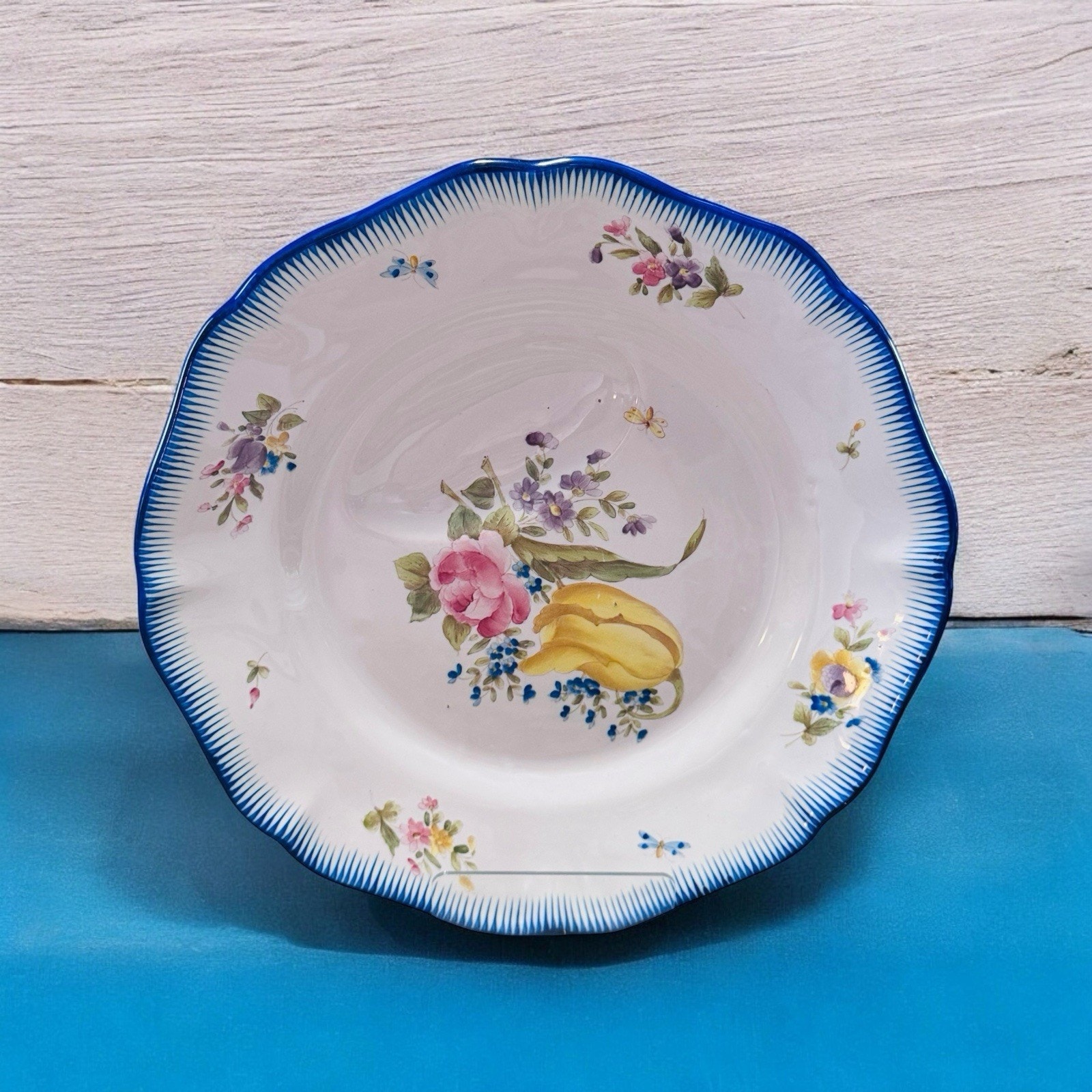 M Charolles Faience Floral Dinner Plate With Indentation Burgundy, France #1