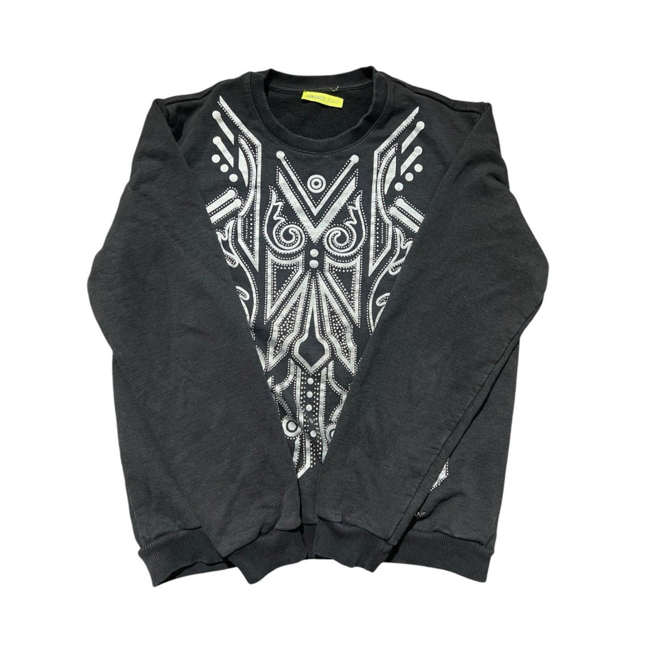 Versace Jeans Geometric Studs Crewneck Sweatshirt Sz L Felpa Cotton Haiti