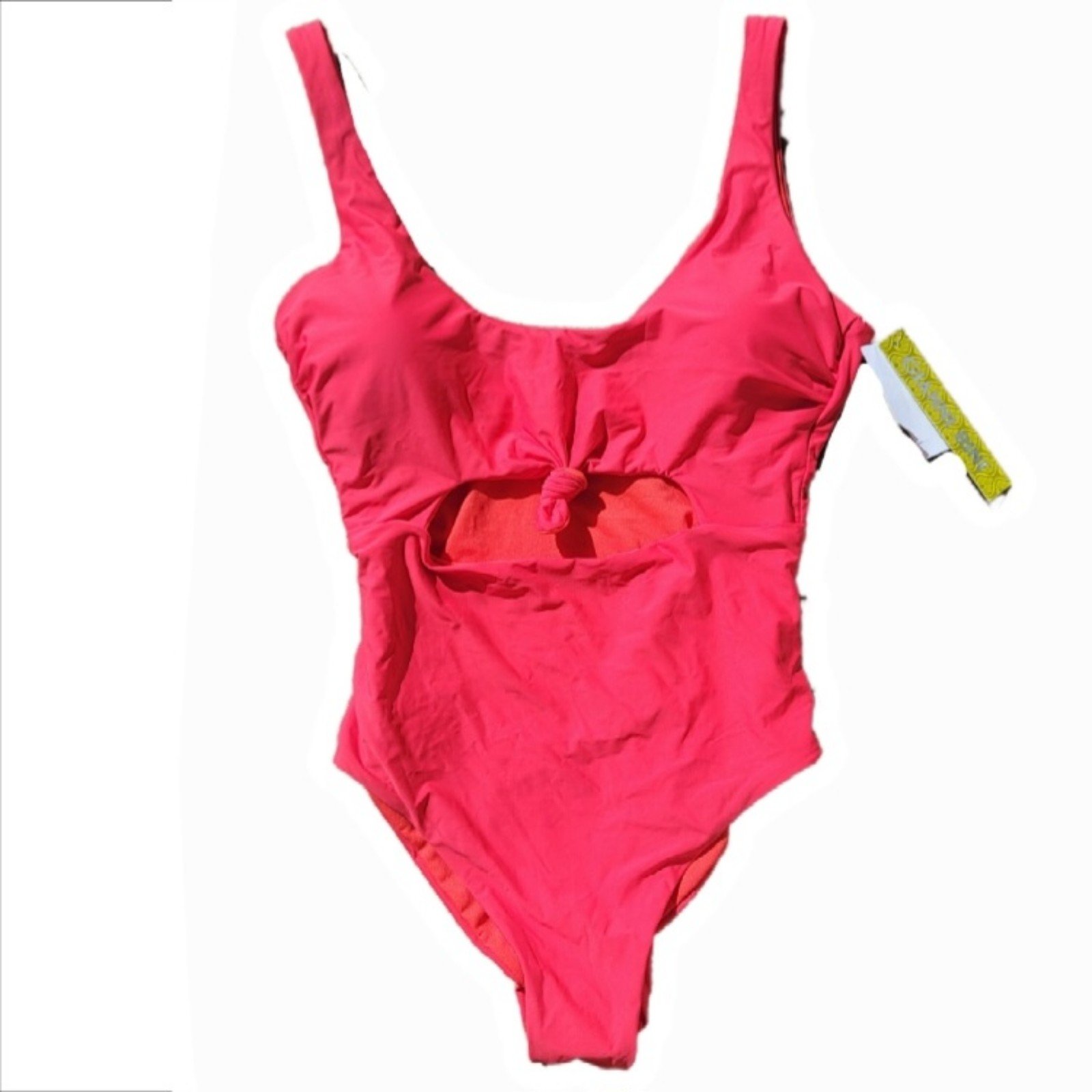 NWT Gianni Bini Pink One Piece Stomach CutOut Cheeky Bottoms Swimsuit Size Small