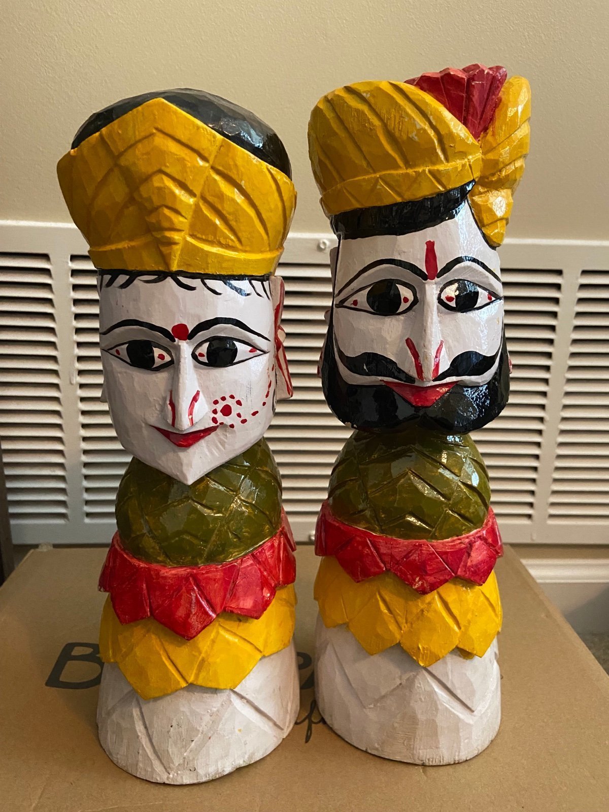 Rajasthani Indian Hand carved Wooden Maharaja Maharani