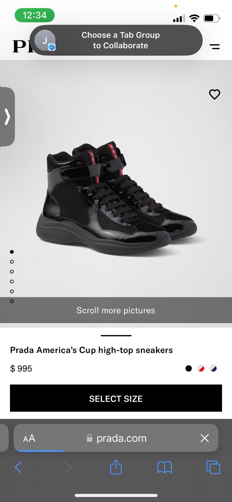 PRADA AMERICAS CUP HIGH TOP SNEAKERS SIZE 10.5