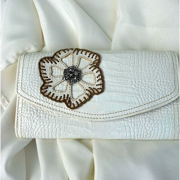 Embossed Brighton Wallet with flower detail