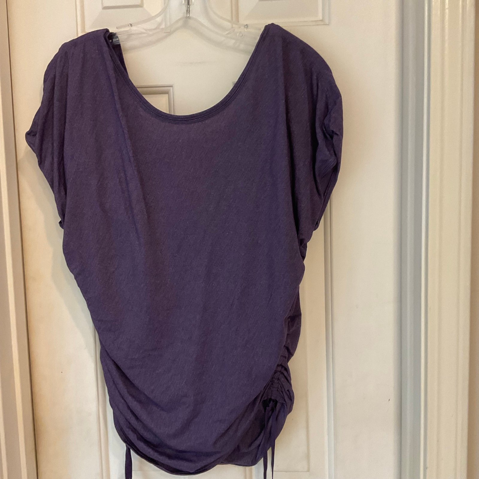 Lululemon Boat Neck Purple Tunic Short-sleeve Top w/ black Nike Sports Bra, Sz S