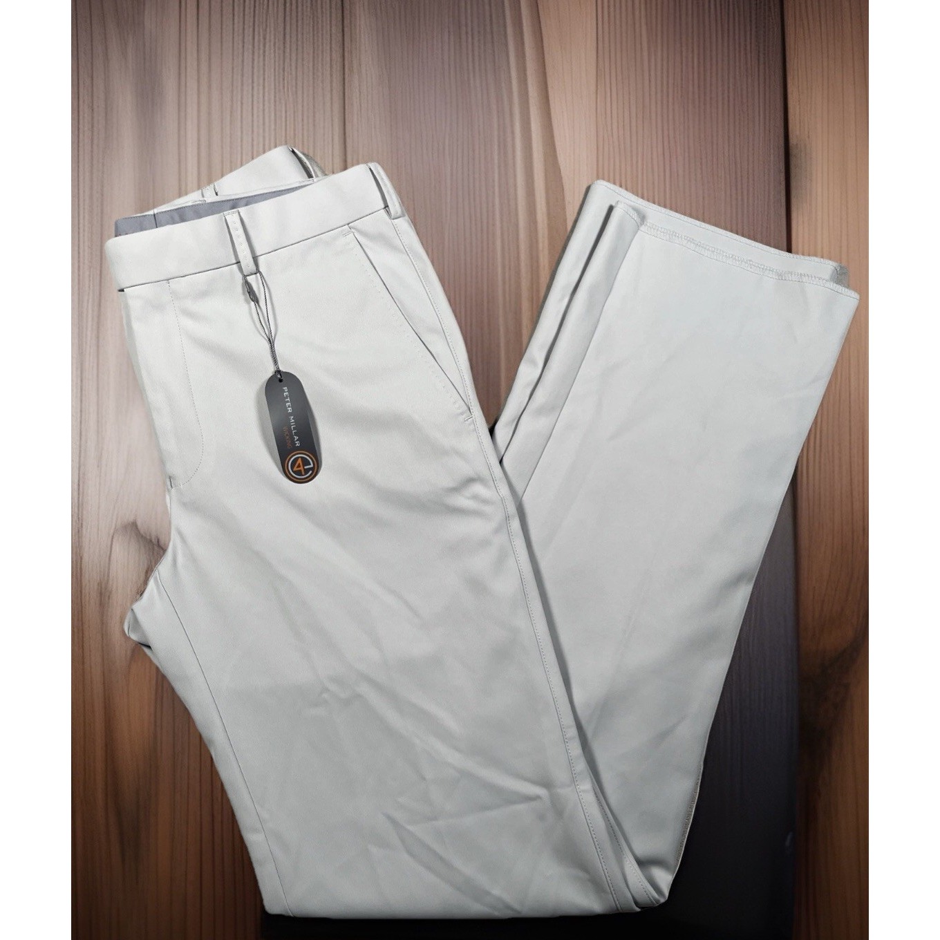 PETER MILLAR Mens 32 Durham High Drape Performance Chino Pants British Grey