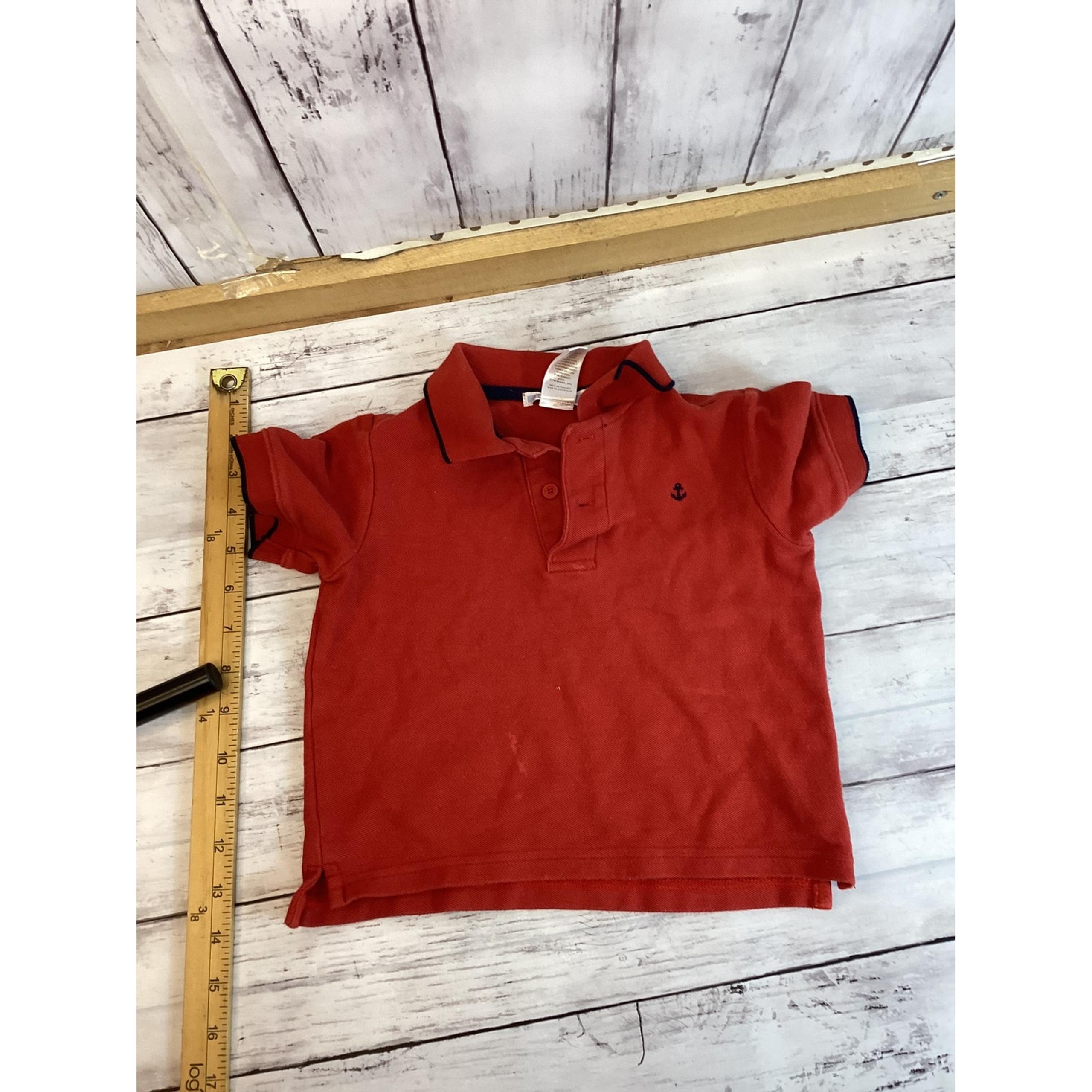 Janie & Jack Baby Boy Polo Shirt 18-24M Red Embroidered Anchor Classic Preppy