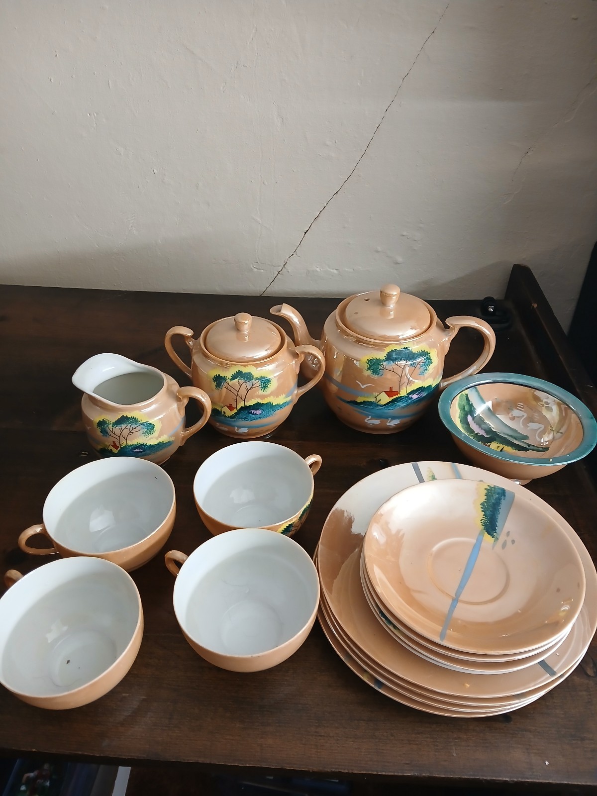 16 Piece Orange China Set From Japan 4 Person Settings