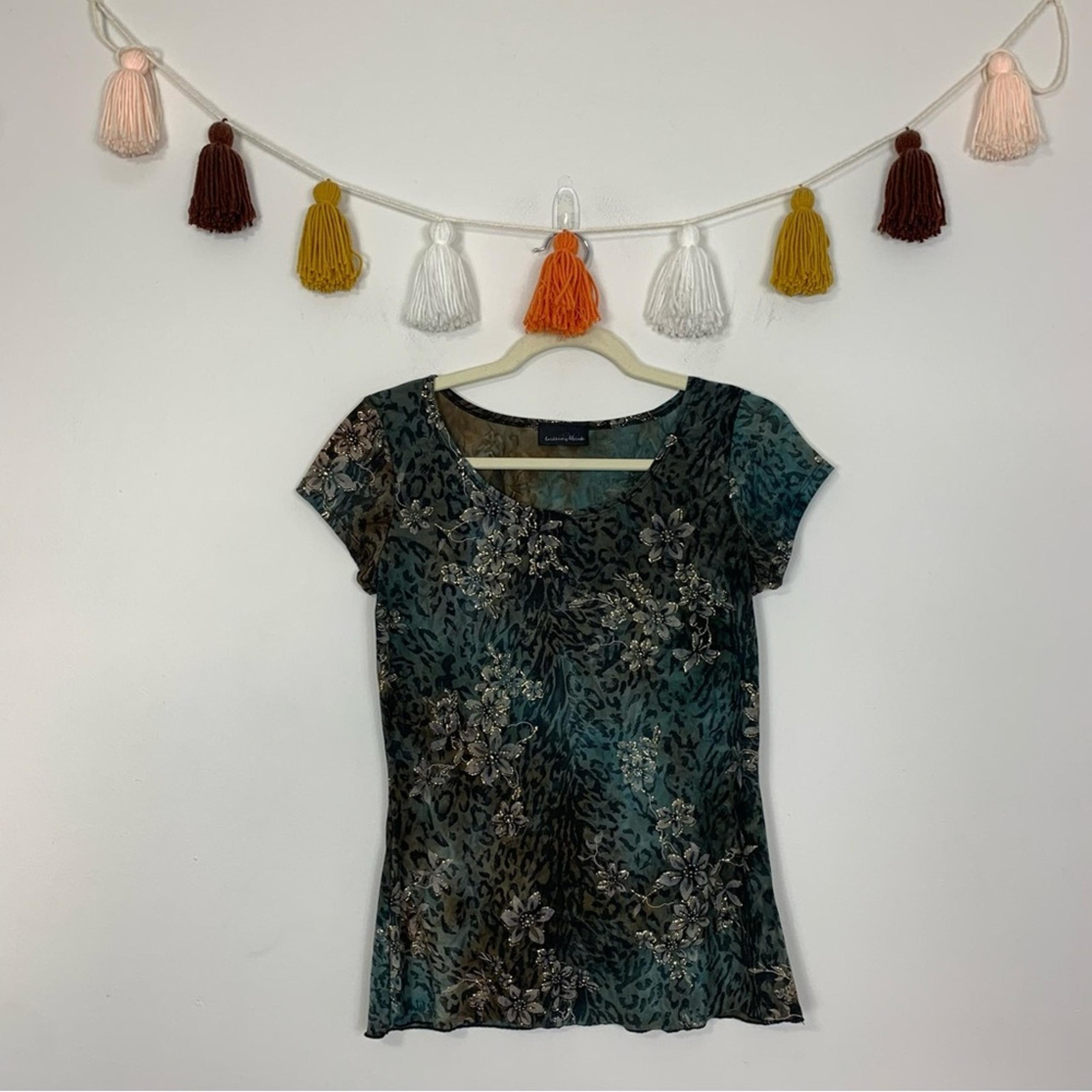 Y2K Brittany Black Mixed Media Animal Print Shirt Small