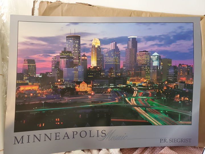 Minneapolis Mosaic poster P.R. Siegrist 19 x 27 inch Lithograph vintage skyline