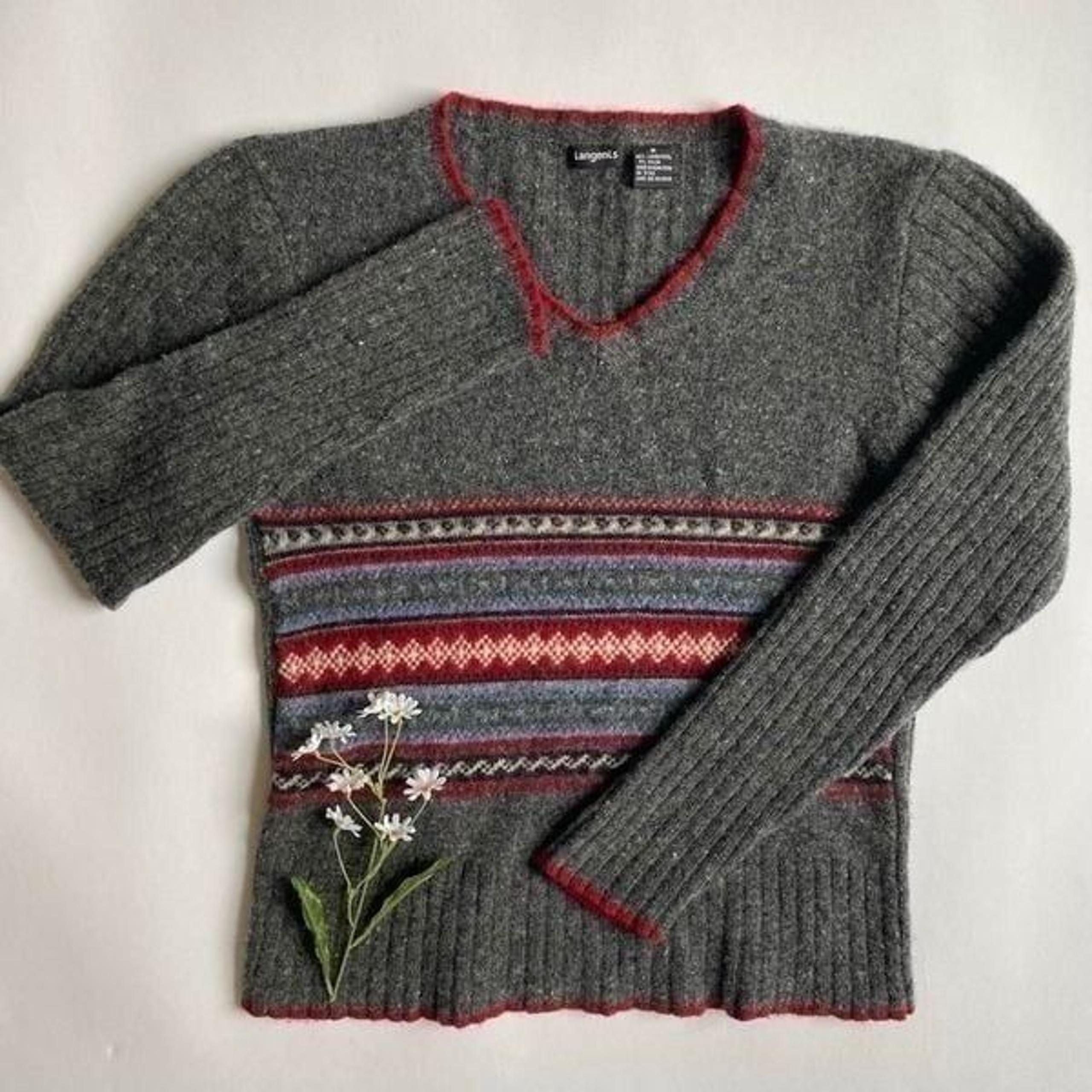 Vintage Y2K gray fair isle sweater
