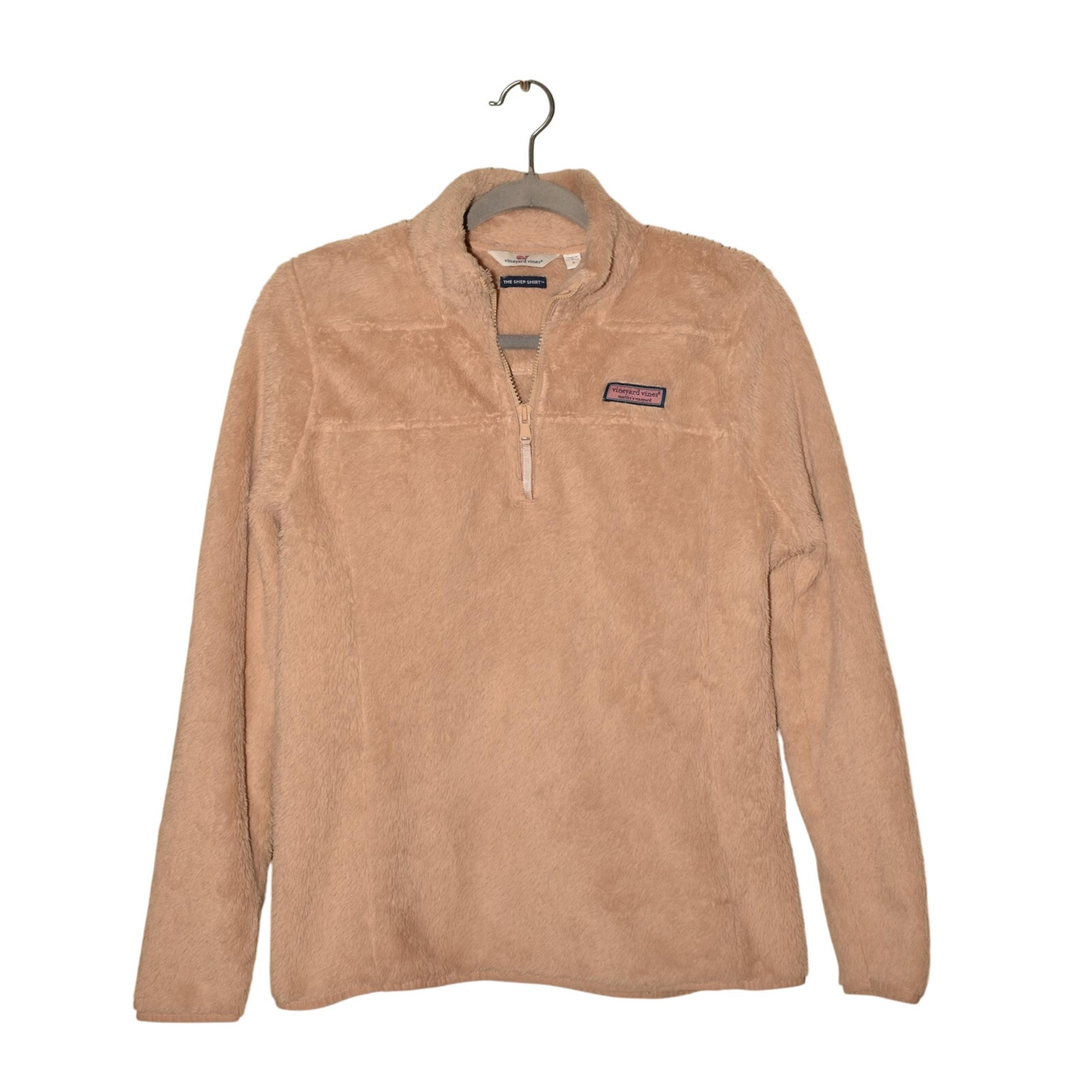 VINEYARD VINES $128 Plush Teddy Classic Shep Shirt Quarter Zip Beige Small