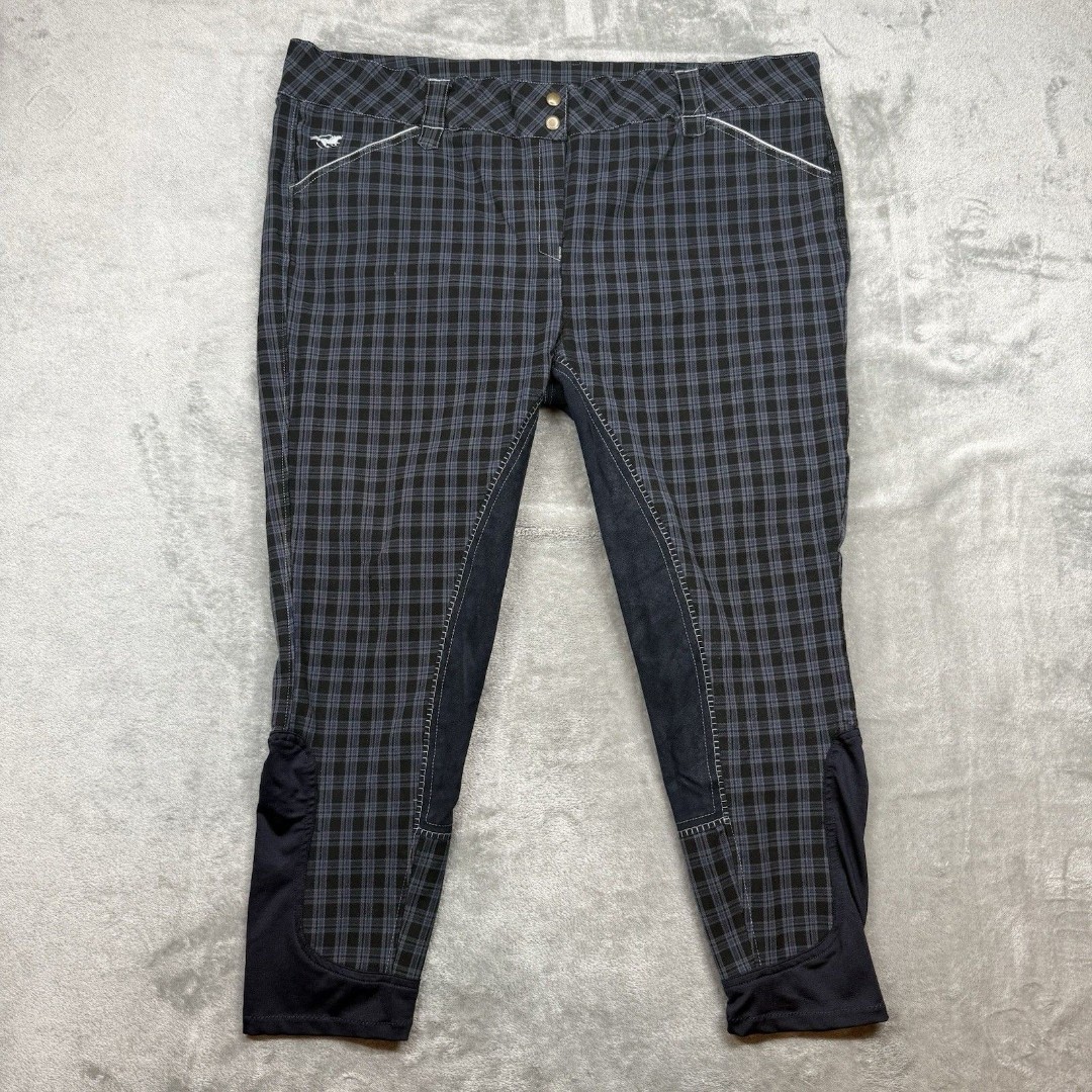 Piper by Smartpak Equestrian Riding Pants Women's 46R Blue Plaid Breeches
