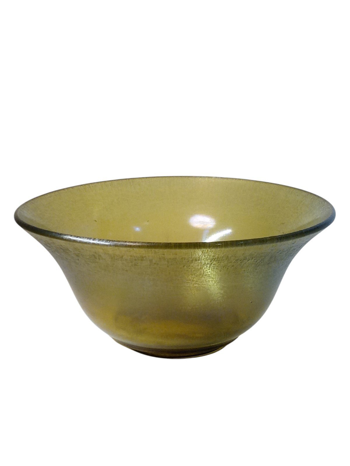 Irridescent Earthtone Olive Color Fenton Large Stretch Glass Bowl