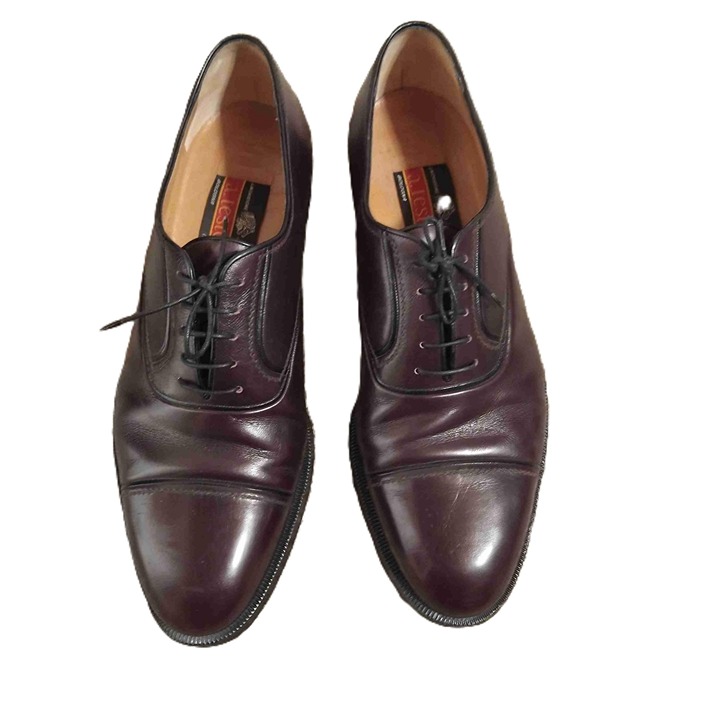 A Testoni Brown Leather Lace Up Dress Shoes Oxford Brogue Cap Toe Mens Size 10.5