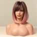 Human hair blend purple pink dark root bob wig
