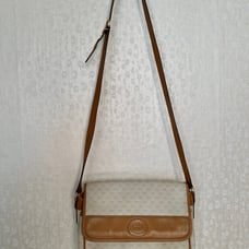 Crossbody vintage Gucci beige / leather trim bag purse gold with insert