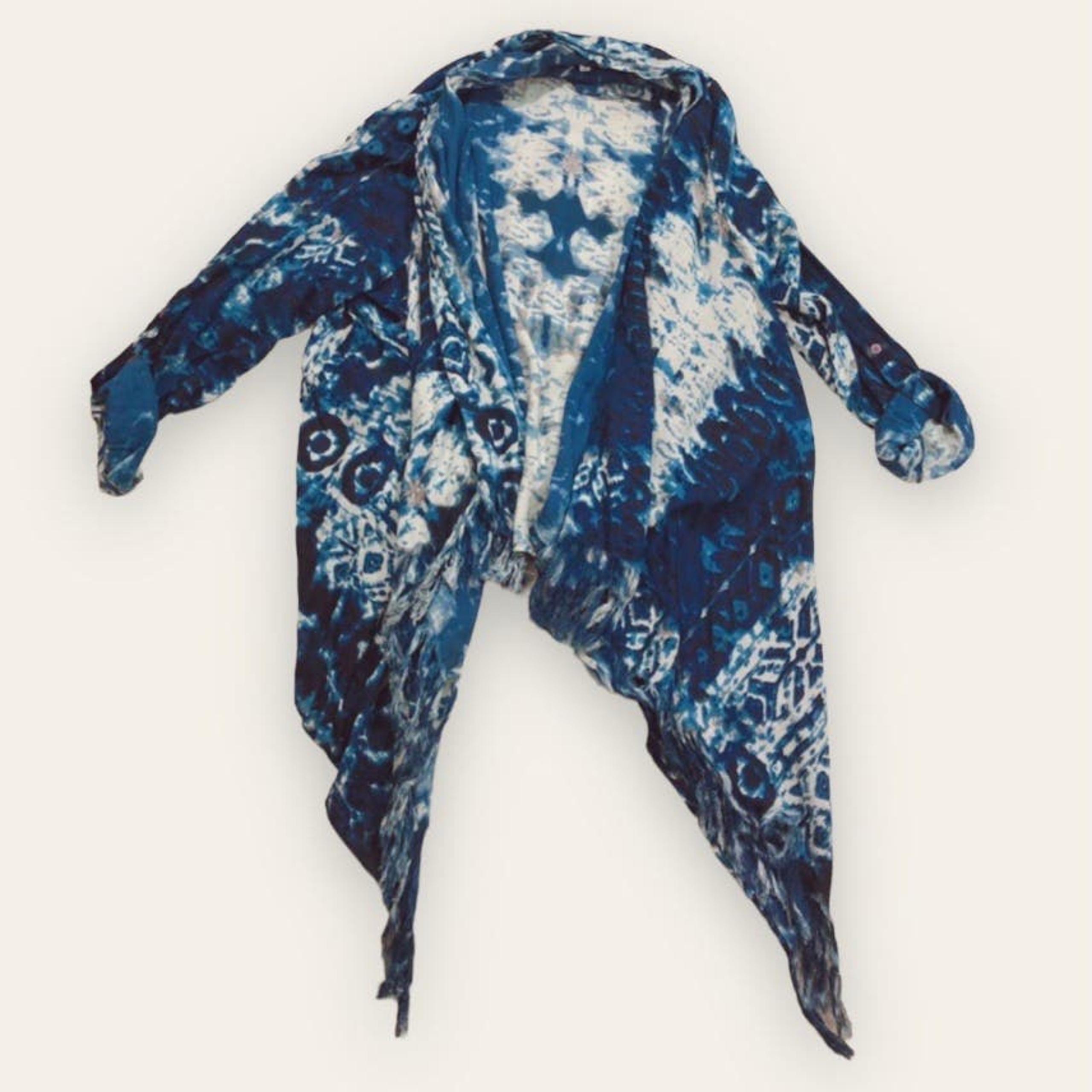En Creme ASOS Blue Boho Tie Dye Cardigan Sweater