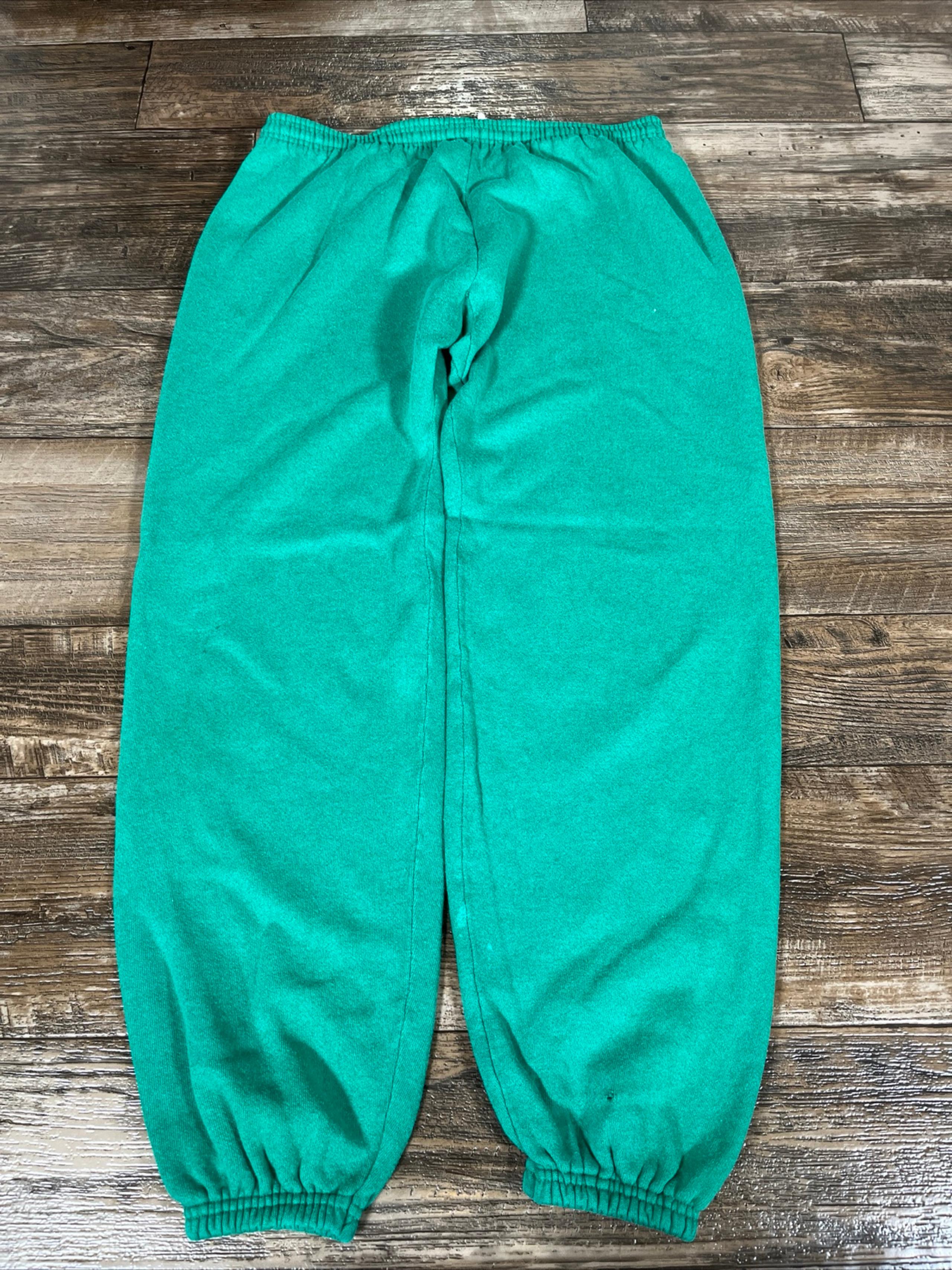 Vintage Hanes Sweat Pants Mens Medium Green Wide Leg Tapered C4