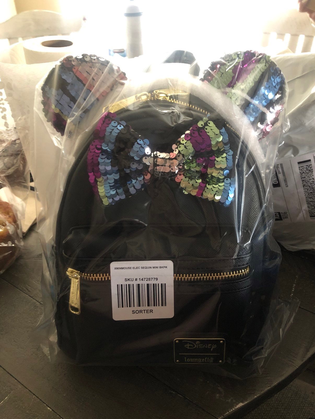 Loungefly Disney black sequin mini backp
