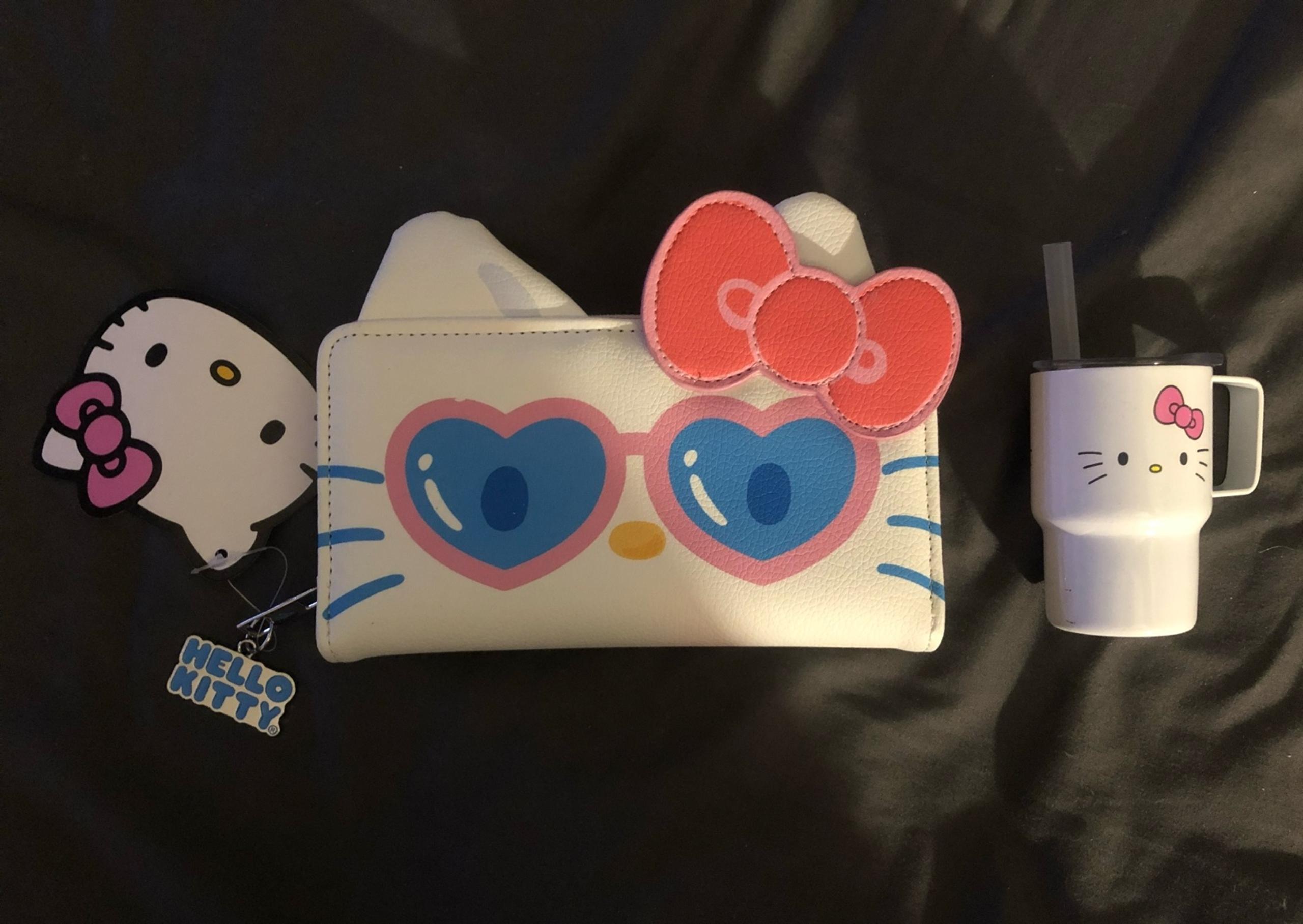Hello Kitty Wallet & Mini 3 oz Tumbler Duo - White, Pink, Blue, Yellow & Black