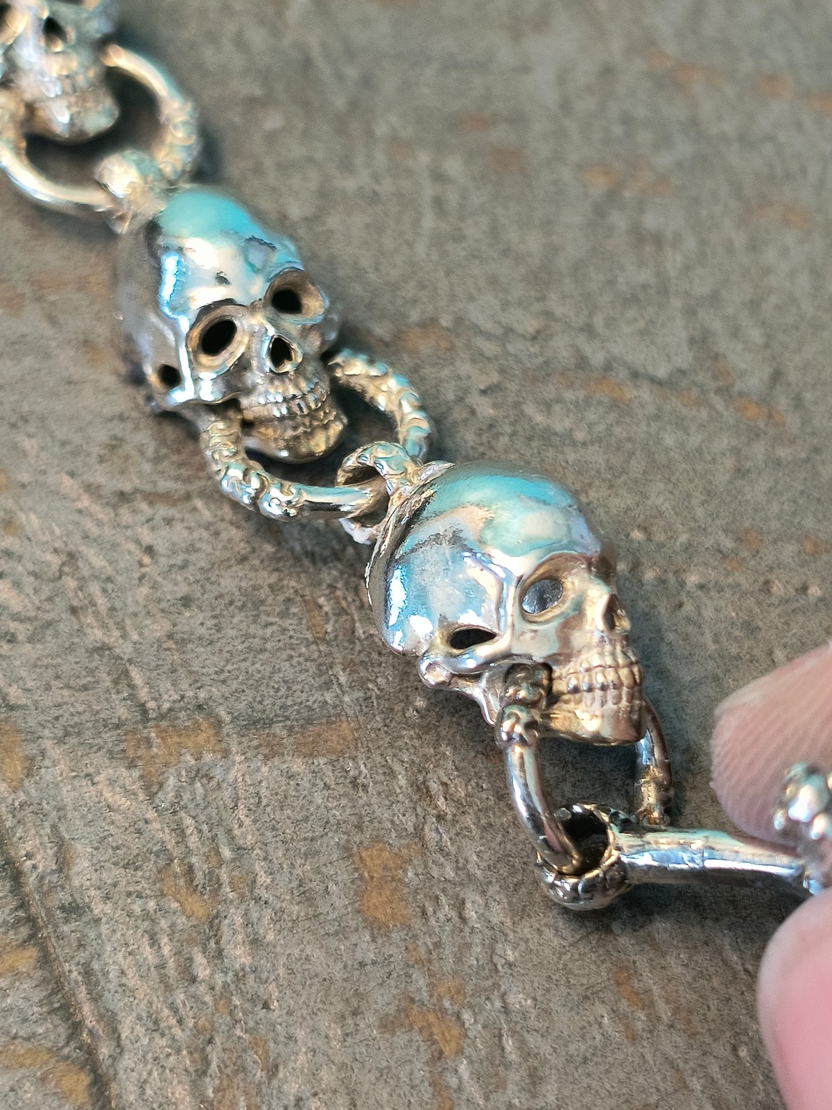 Vintage sterling silver skull biker Gothic sterling silver bracelet 925