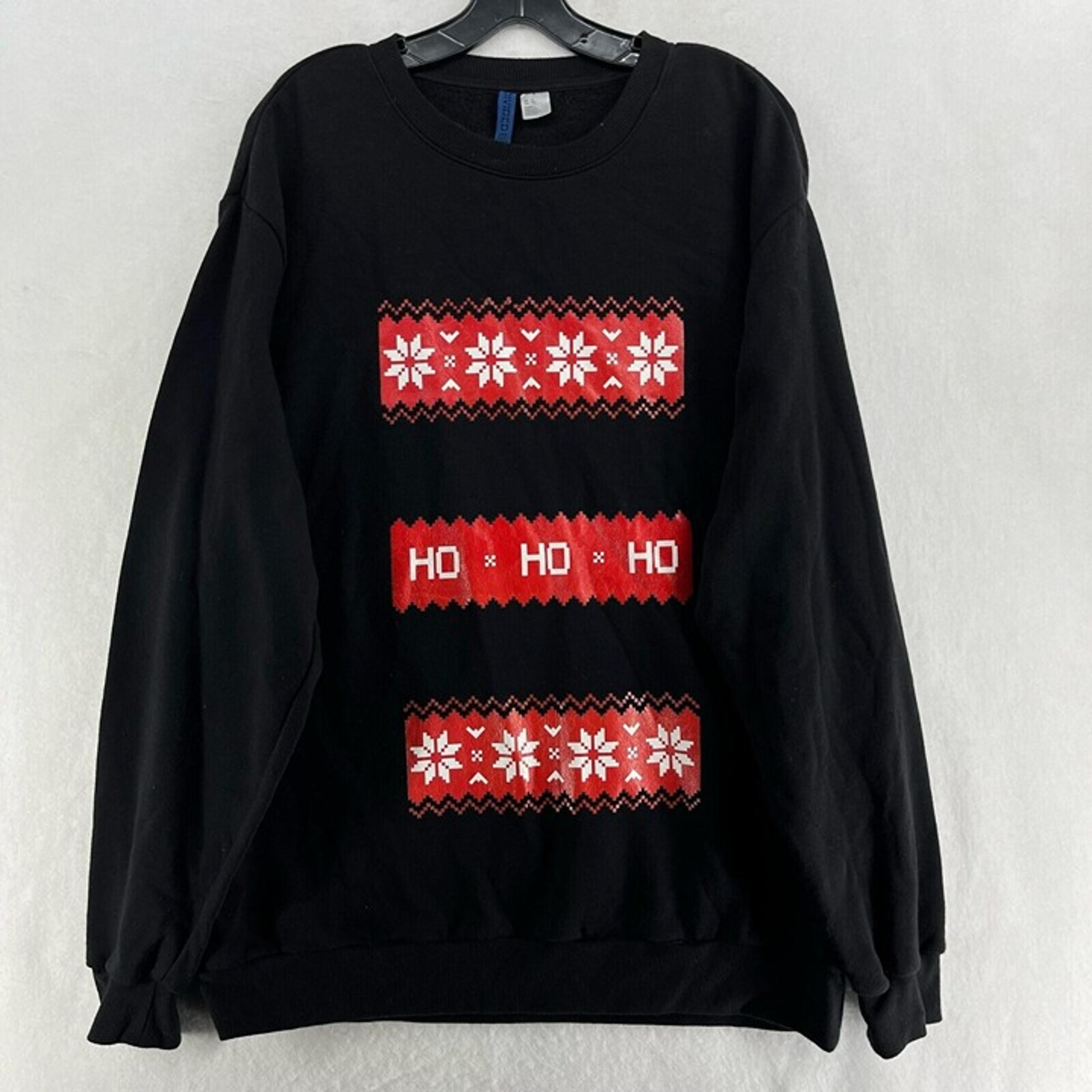 Divided H&M Sweatshirt Men XL Black Christmas Snowflakes Graphic Print Pullover