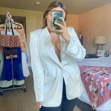 A.L.C. | Bishop II White Satin Oversized Blazer Jacket Size: 6