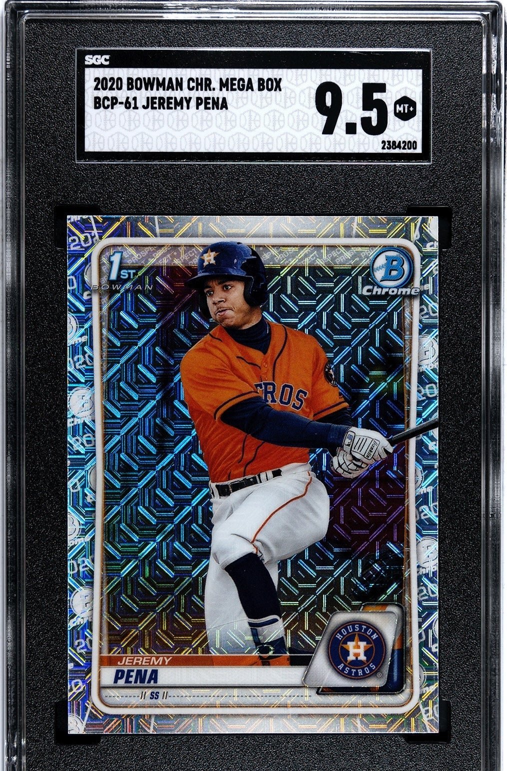 WS MVP Jeremy Pena 1st Bowman Chrome Mojo Refractor Graded SGC 9.5 Mint+