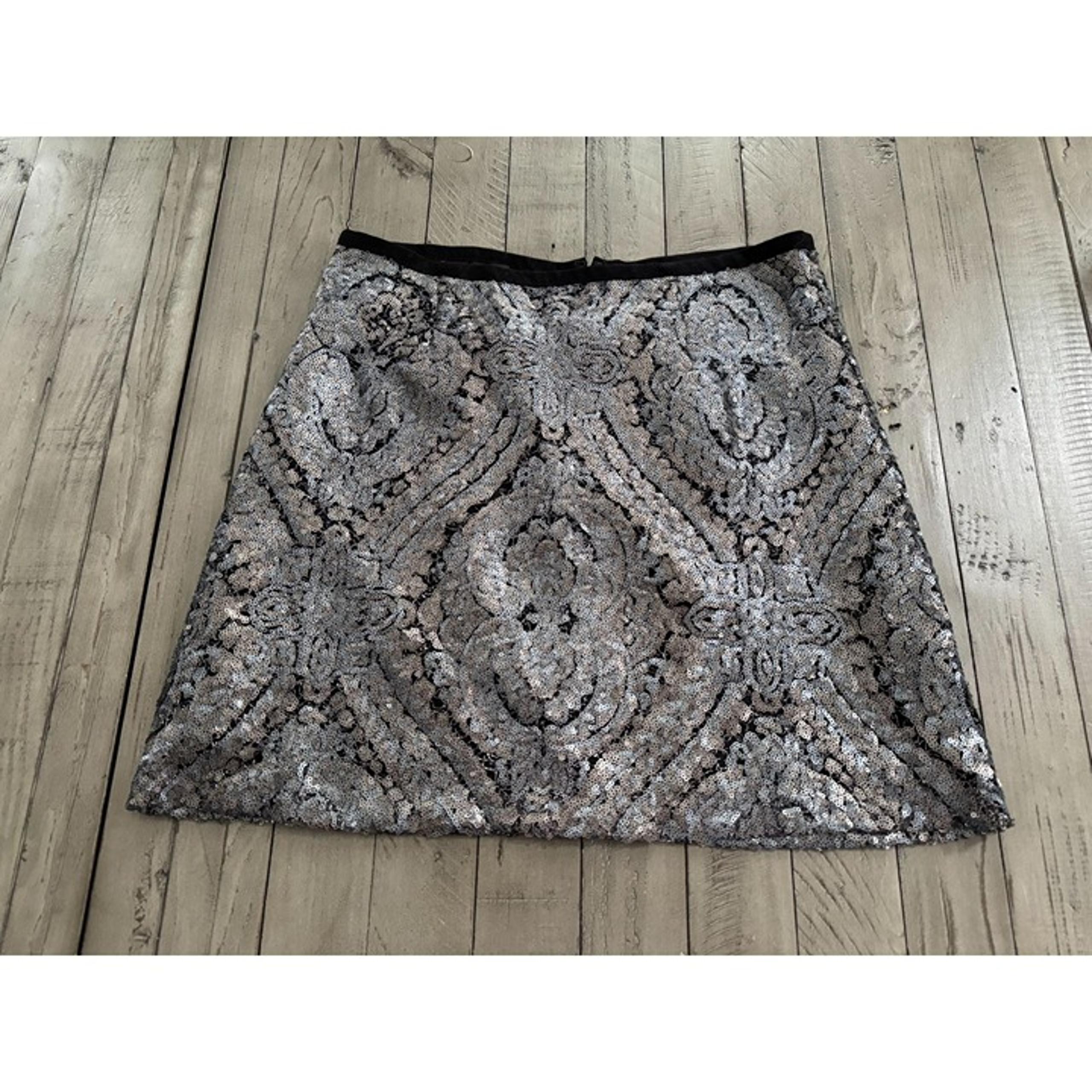 Nanette Lepore Disco Lady Sequin Embellished Mini Skirt Silver Size 4