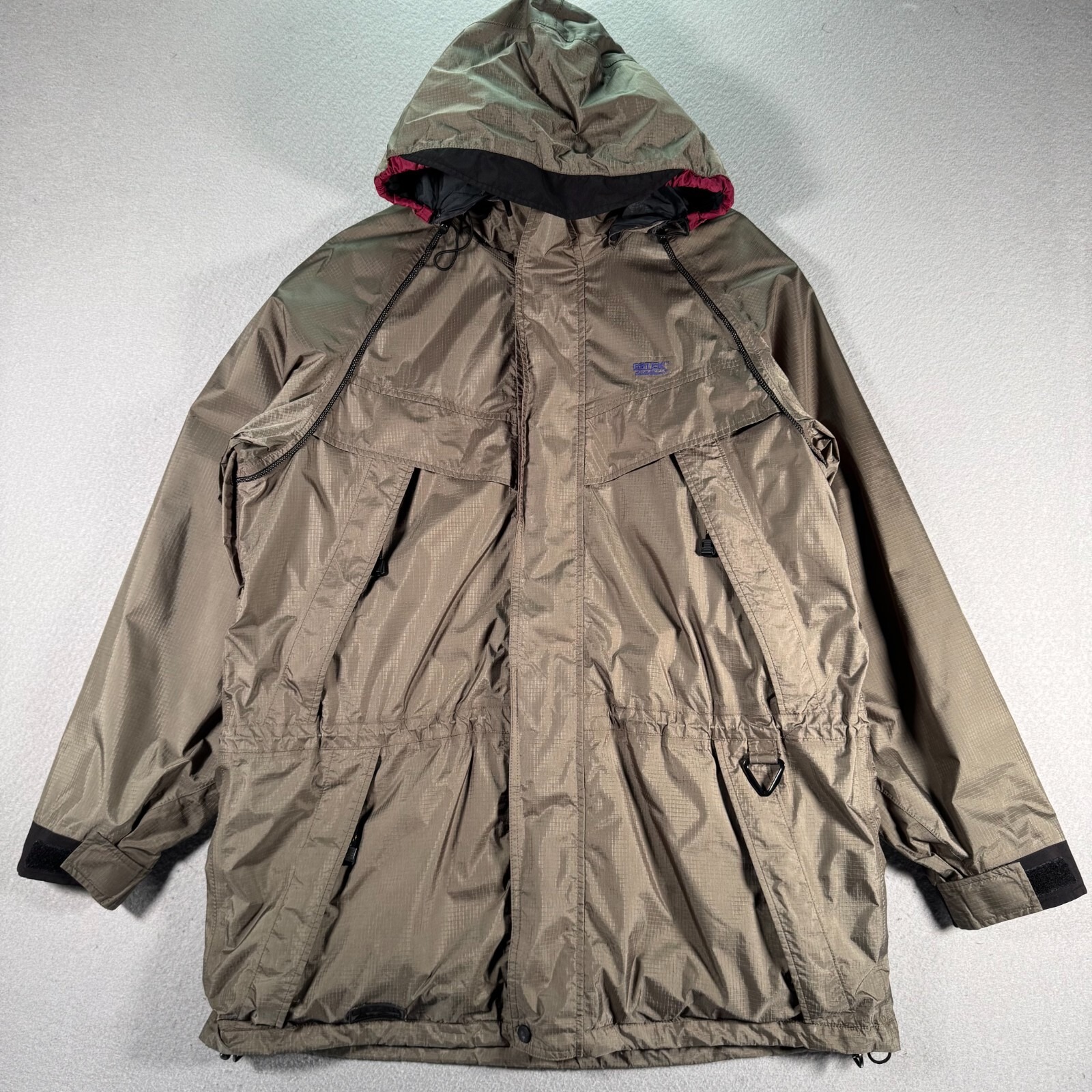 Vintage Eddie Bauer EBTek Goretex Jacket Mens Large Tall Green Weatherproof Hood