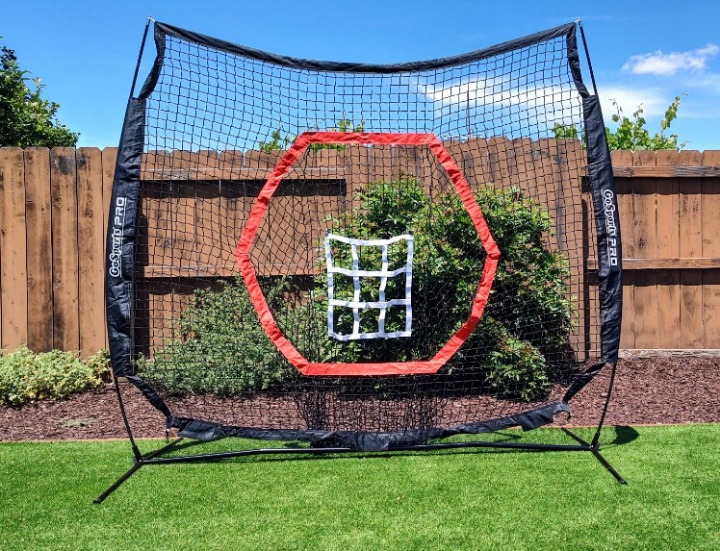 7ft x 7 ft Baseball & Softball Practice Hitting & Pitching Net w/ Bow type frame