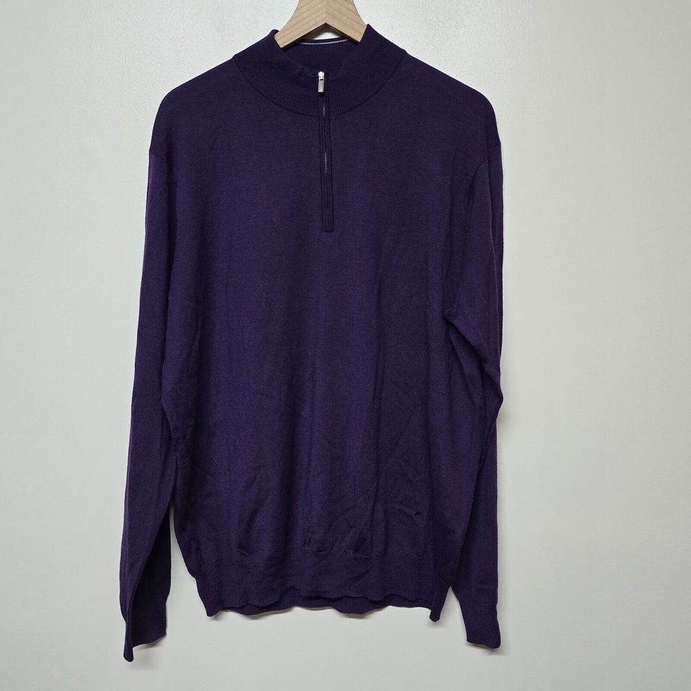 Peter Millar Autumn Crest Mens Purple 1/4 Zip Golf Pullover Sweater Sz XL Preppy
