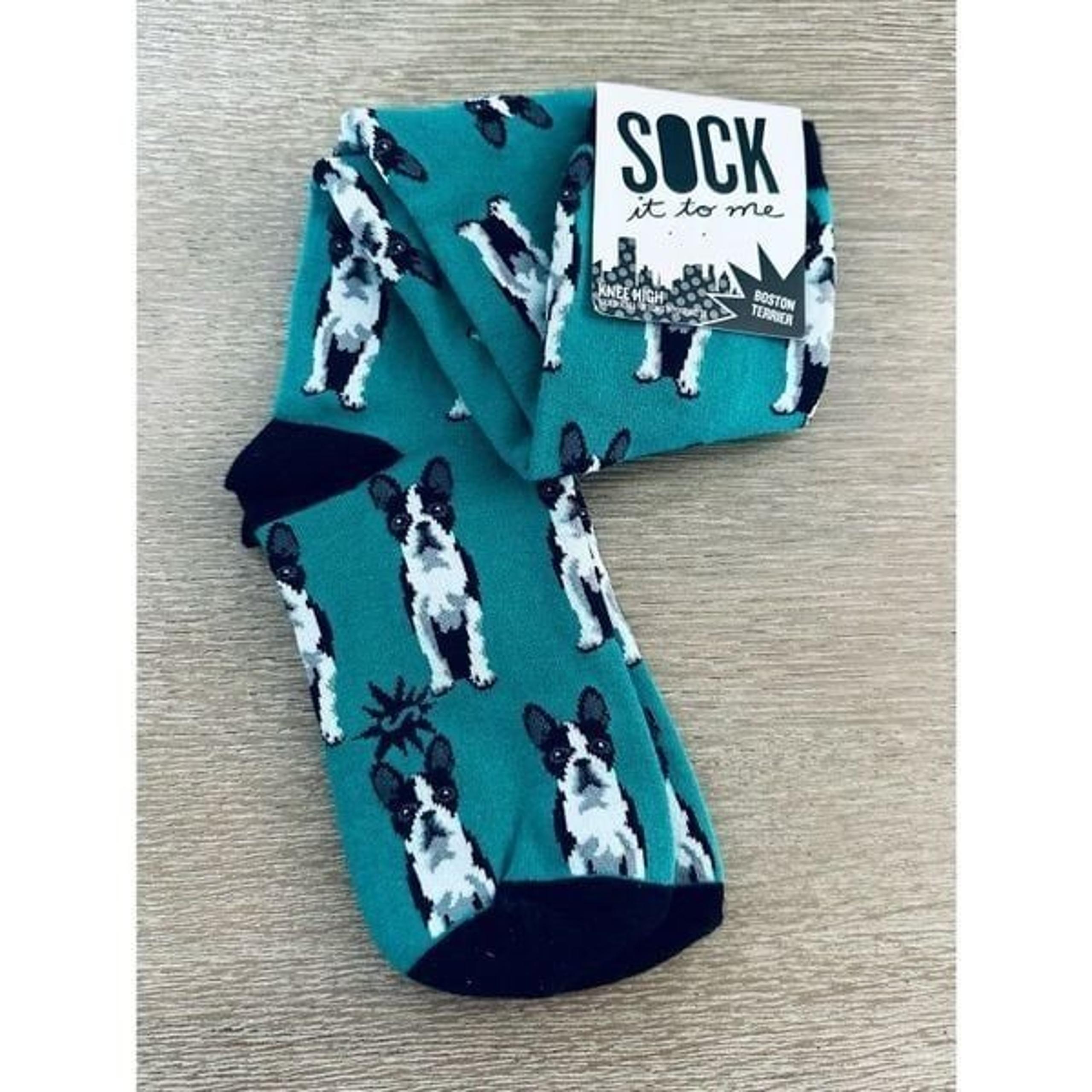 Boston Terrier Dog Sock it to Me Adult Knee High Fun Socks