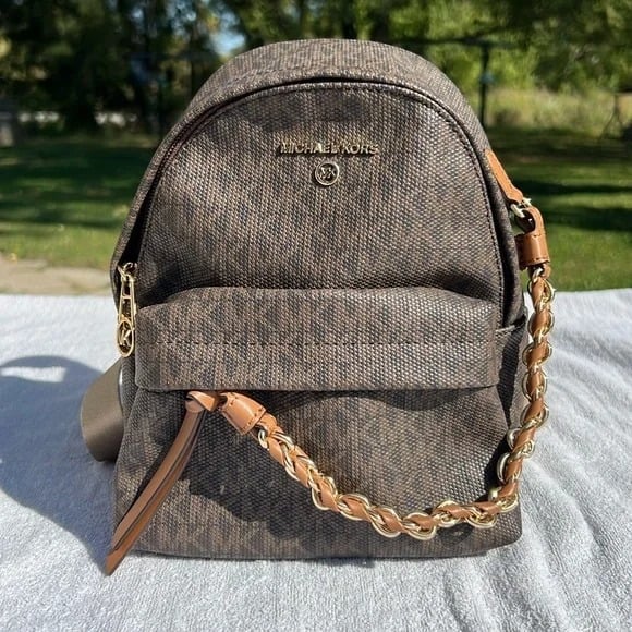 michael kors backpack mini brown chain