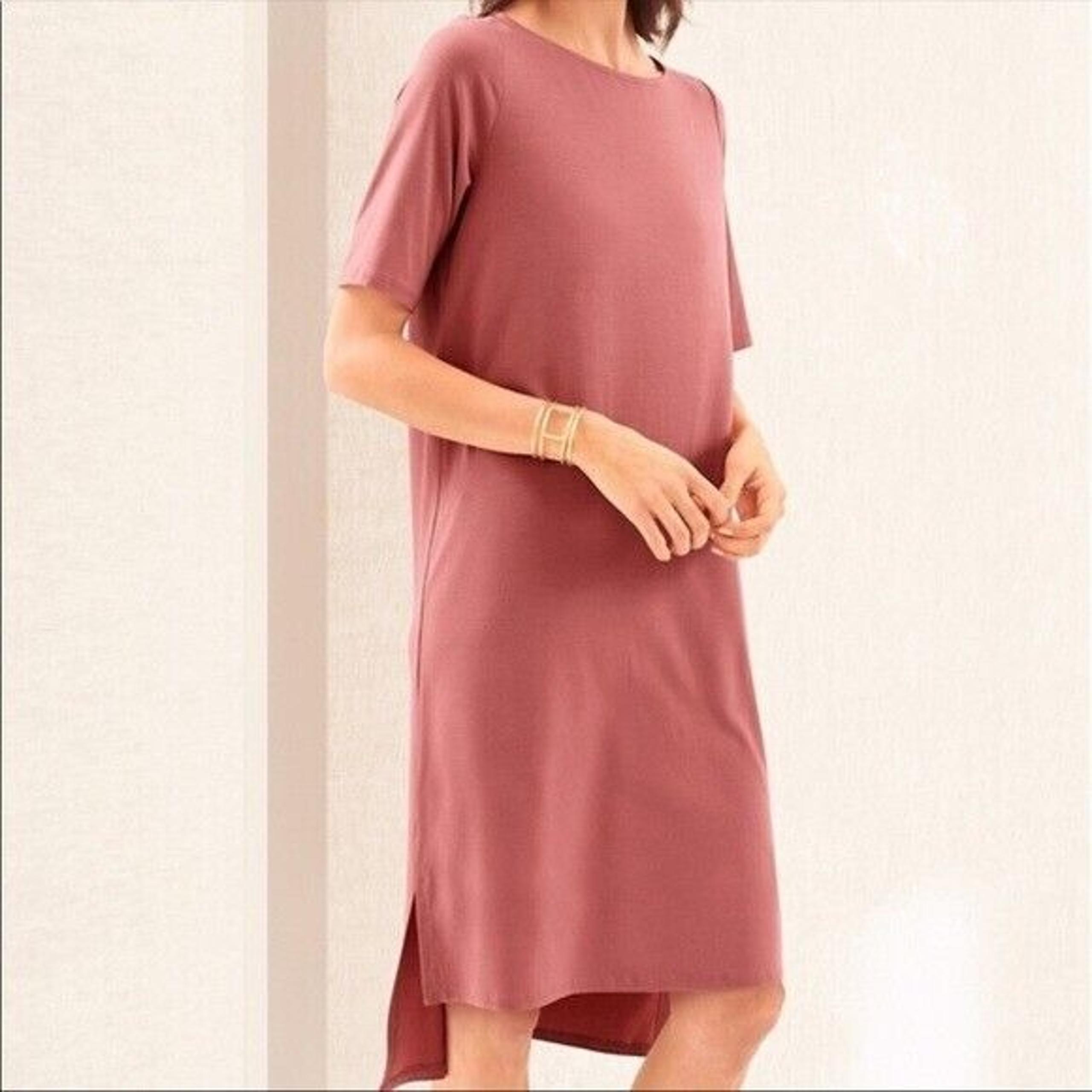 Eileen Fisher Dress Women's Chutney Size XSP Jersey Ballet Tencel Half Sleeves