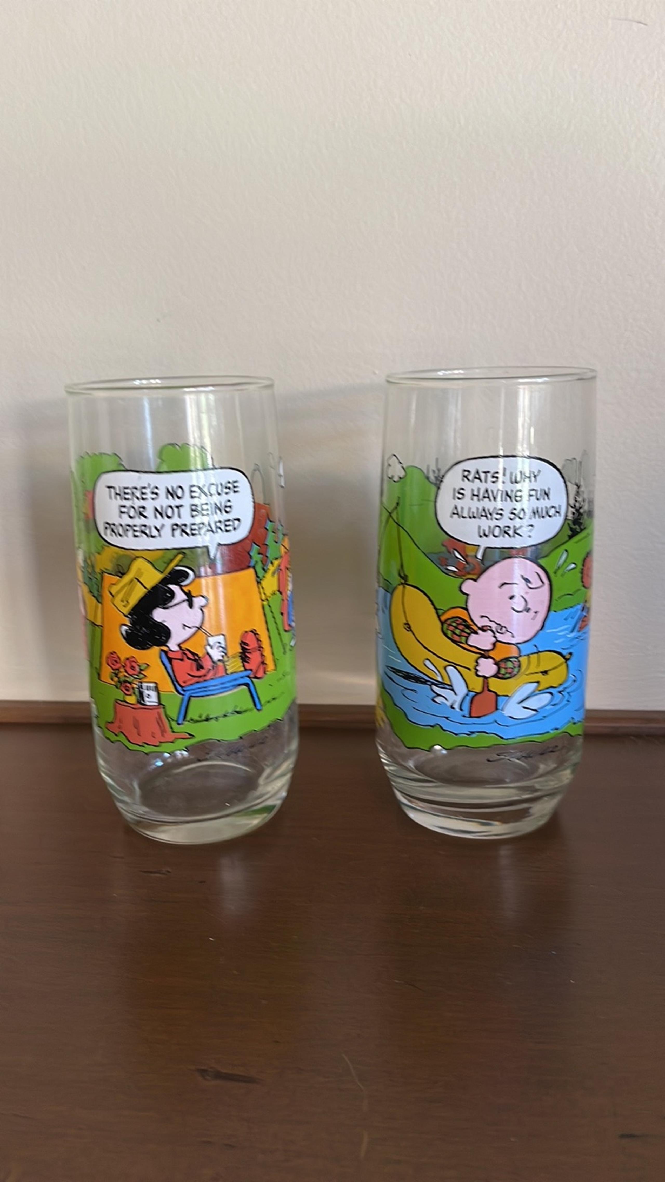 Vintage 1960’s McDonald’s Camp Snoopy Collection Drinking Glasses set of 2