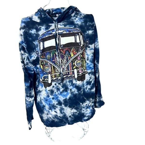 Nice Kathmandu Imports Mens medium Hooded Shirt Hippie Volkswagen Bus Peace Desi