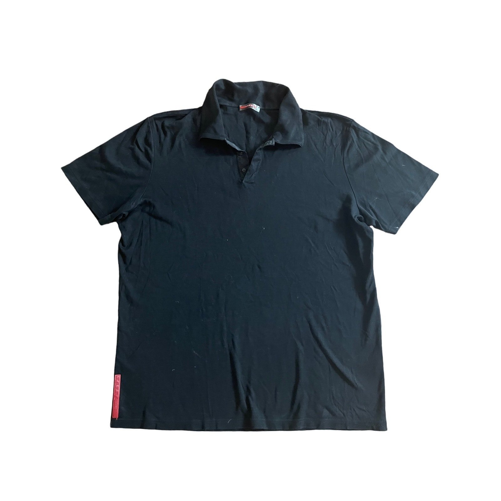 Vintage Y2K Mens Prada Black Short Sleeve Polo XL