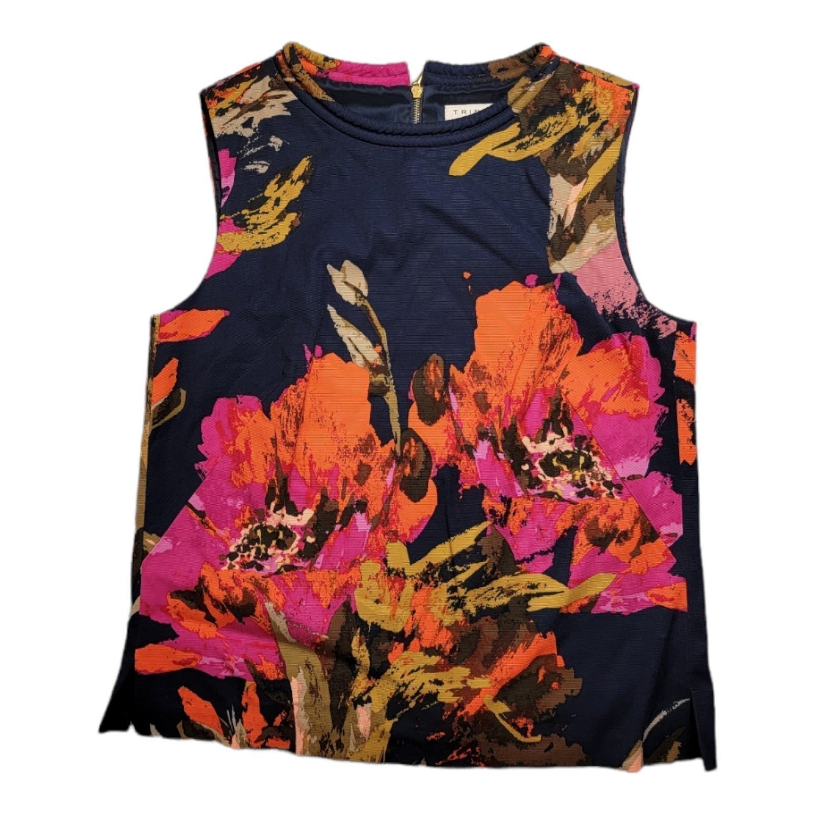 Trina Turk Floral Top Sleeveless Size Small Multi-Colored Full back zipper