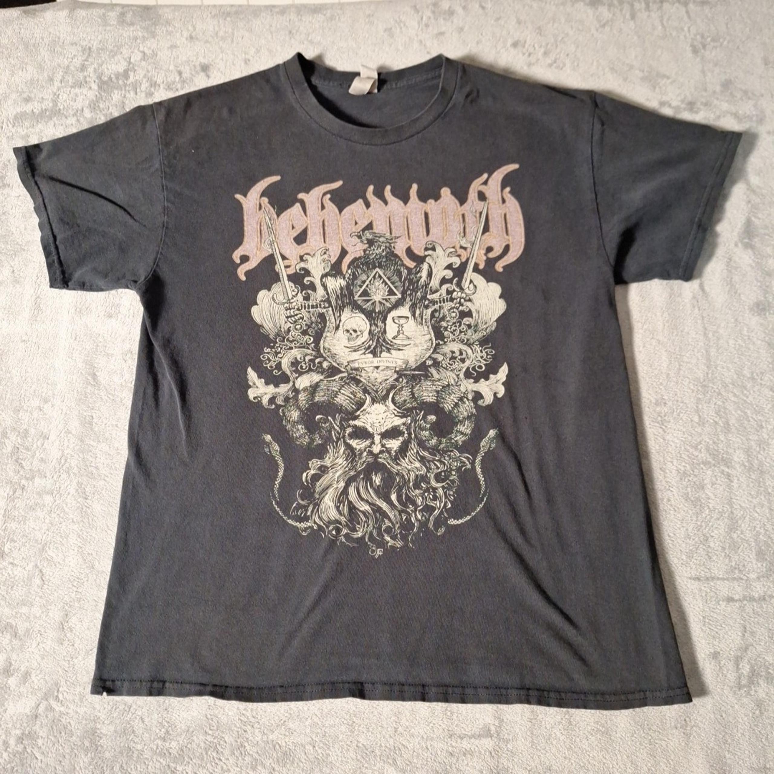 Vintage Behemoth Rock Band Tour Skull Black Large T-Shirt Short Sleeve Cotton