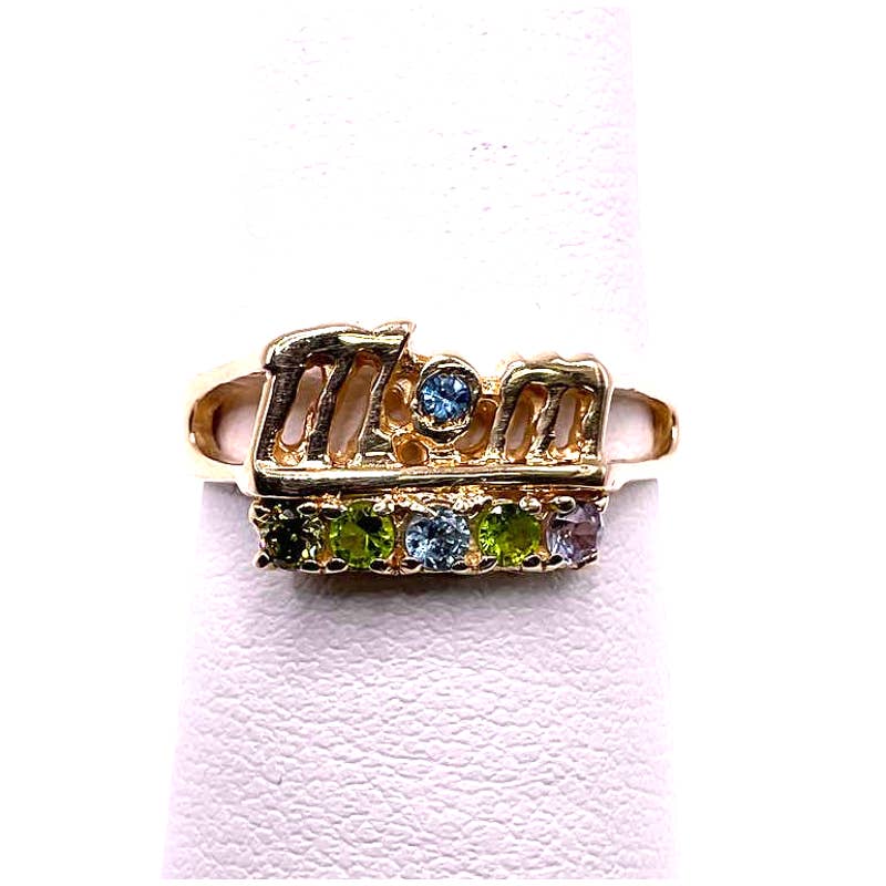 14K Yellow Gold Women's Mom Ring With Colored stones Size 8.5
